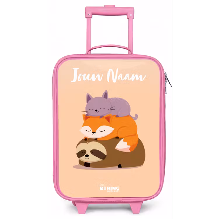 Dieren - Slapen - Samen Kinderkoffer - Roze klein -zz3dotto