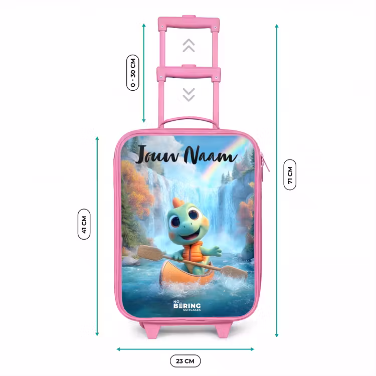 Dino - Natuur - Waterval Kinderkoffer - Roze klein -productfoto_formaten