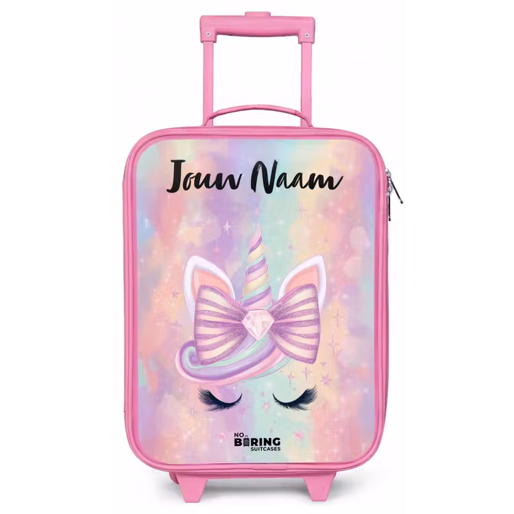 Eenhoorn - Glitters - Regenboog - Pastel Kinderkoffer - Roze klein -zz3dotto