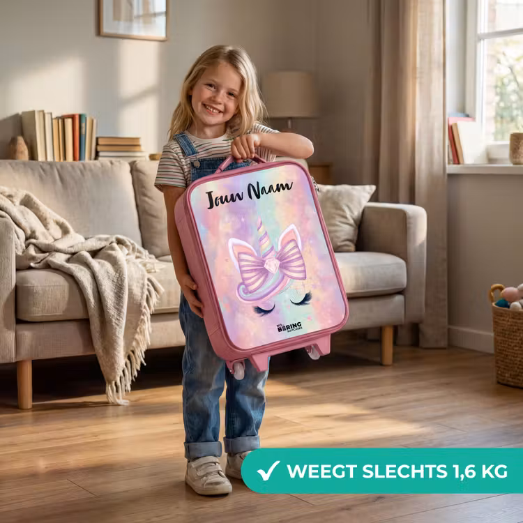 Eenhoorn - Glitters - Regenboog - Pastel Kinderkoffer - Roze klein -sfeer2_NL