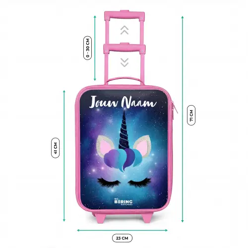Eenhoorn - Sterren - Blauw Kinderkoffer - Roze klein -productfoto_formaten