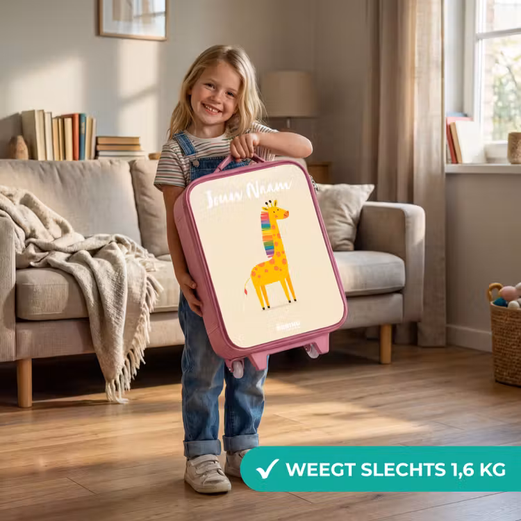 Giraffe - Dier - Kleurrijk Kinderkoffer - Roze klein -sfeer2_NL