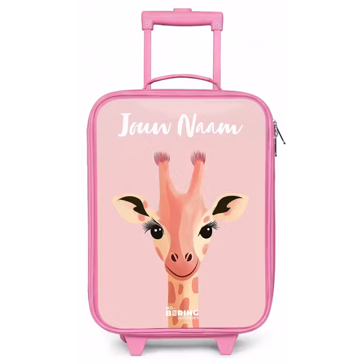 Giraffe - Wimpers - Minimalistisch - Roze Kinderkoffer - Roze klein -zz3dotto