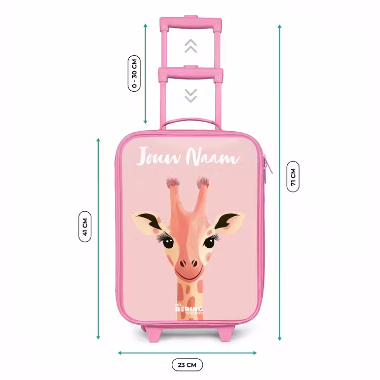 Giraffe - Wimpers - Minimalistisch - Roze Kinderkoffer - Roze klein -productfoto_formaten