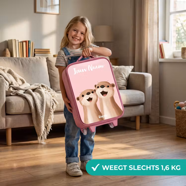 Glimlach - Otters - Roze - Illustratie Kinderkoffer - Roze klein -sfeer2_NL