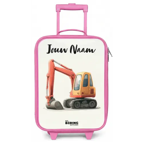 Graafmachine - Getekend - Oranje Kinderkoffer - Roze klein -zz3dotto