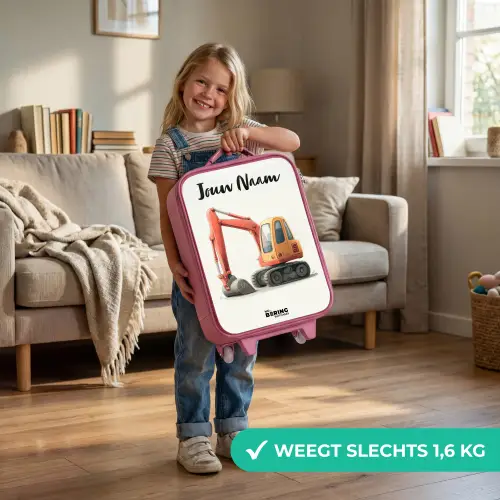 Graafmachine - Getekend - Oranje Kinderkoffer - Roze klein -sfeer2_NL