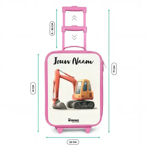 Graafmachine - Getekend - Oranje Kinderkoffer - Roze klein -productfoto_formaten