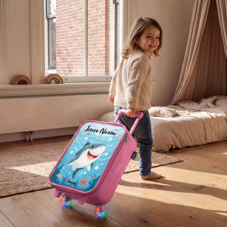 Haai - Water - Zee Kinderkoffer - Roze klein -sfeer1