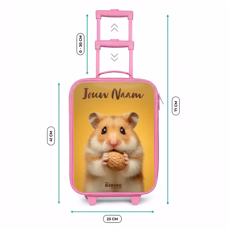 Hamster - Walnoot - Dier Kinderkoffer - Roze klein -productfoto_formaten
