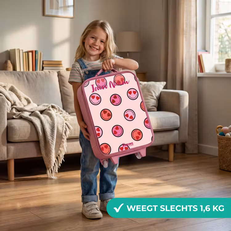 Hartje - Smiley - Patroon Kinderkoffer - Roze klein -sfeer2_NL