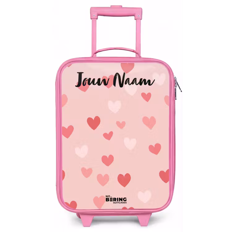 Hartjes - Patroon - Roze Kinderkoffer - Roze klein -zz3dotto