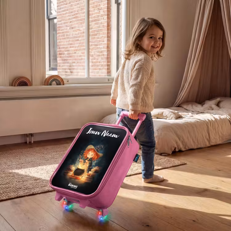 Heks met Sprankelende Toverdrank Kinderkoffer - Roze klein -sfeer1