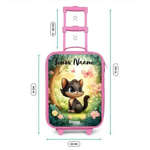 Kat - Vlinder - Bloemen Kinderkoffer - Roze klein -productfoto_formaten