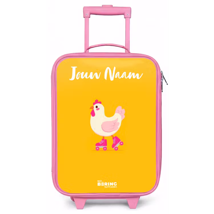 Kip - Rolschaatsen - Geel Kinderkoffer - Roze klein -zz3dotto