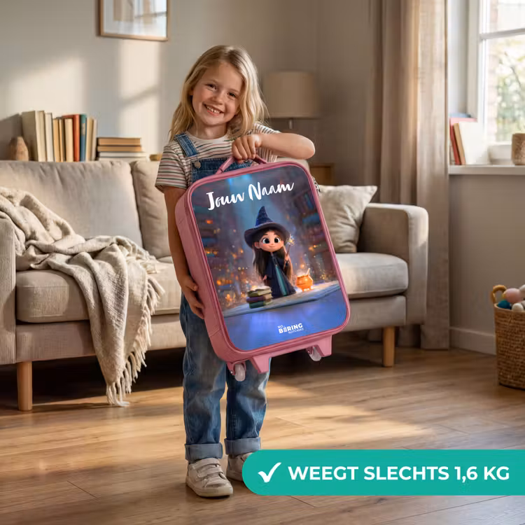 Kleine tovernares in bibliotheek Kinderkoffer - Roze klein -sfeer2_NL