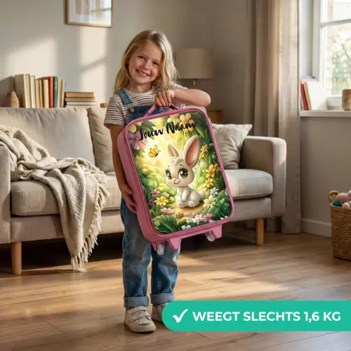 Konijn - Zonlicht - Sprookjesachtig - Vlinder Kinderkoffer - Roze klein -sfeer2_NL