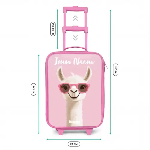 Lama - Wit - Zonnebril - Wimpers Kinderkoffer - Roze klein -productfoto_formaten