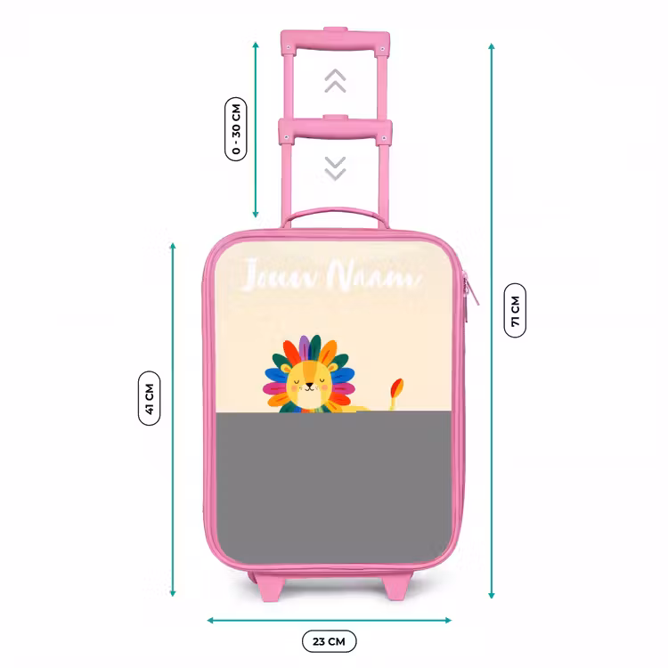Leeuw - Manen - Kleurrijk Kinderkoffer - Roze klein -productfoto_formaten