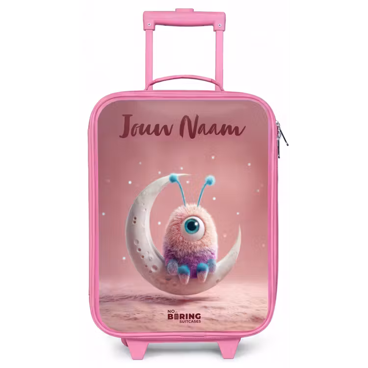 Maanwip met Pluizig Wezentje Kinderkoffer - Roze klein -zz3dotto