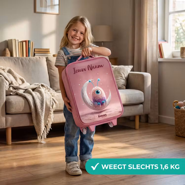 Maanwip met Pluizig Wezentje Kinderkoffer - Roze klein -sfeer2_NL