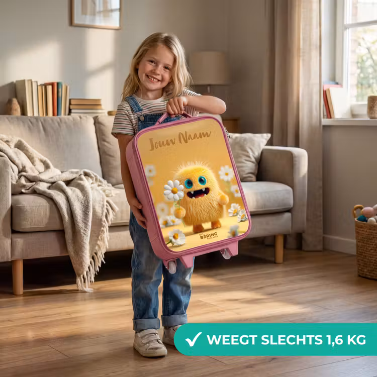 Monster - Wezen - Bloem - Geel Kinderkoffer - Roze klein -sfeer2_NL