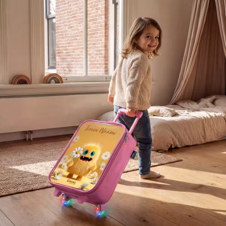 Monster - Wezen - Bloem - Geel Kinderkoffer - Roze klein -sfeer1