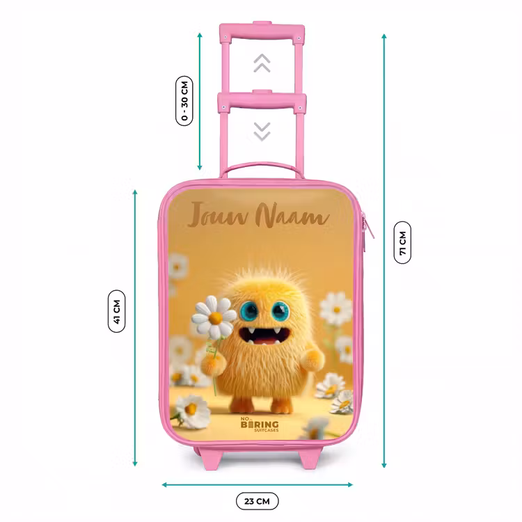 Monster - Wezen - Bloem - Geel Kinderkoffer - Roze klein -productfoto_formaten