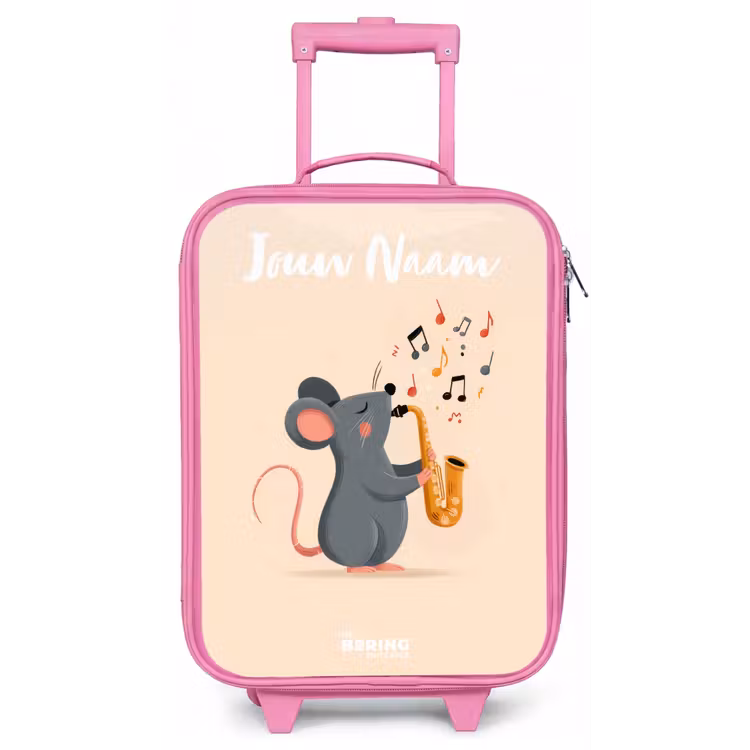 Muis - Saxofoon - Muziek Kinderkoffer - Roze klein -zz3dotto