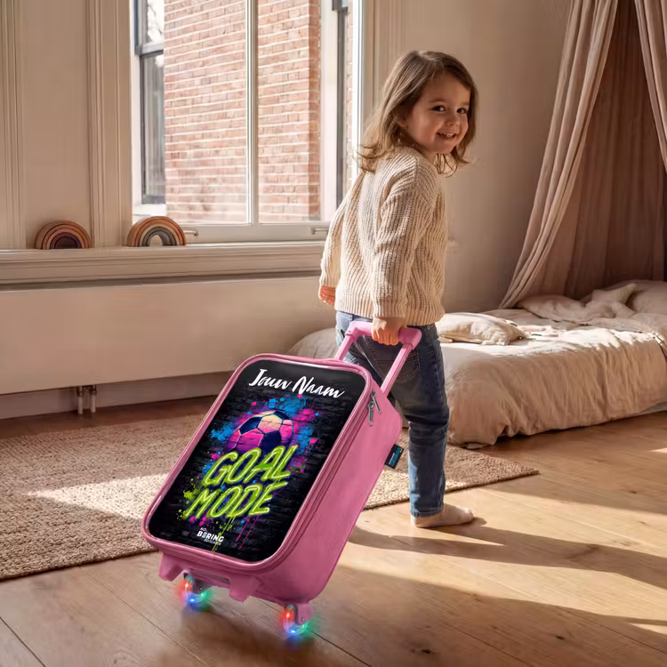 Neon - Graffiti - Voetbal - Kleurrijk Kinderkoffer - Roze klein -sfeer1