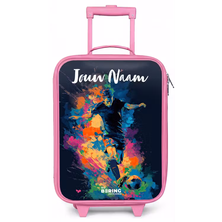 Neon - Voetballer - Kleurrijk Kinderkoffer - Roze klein -zz3dotto