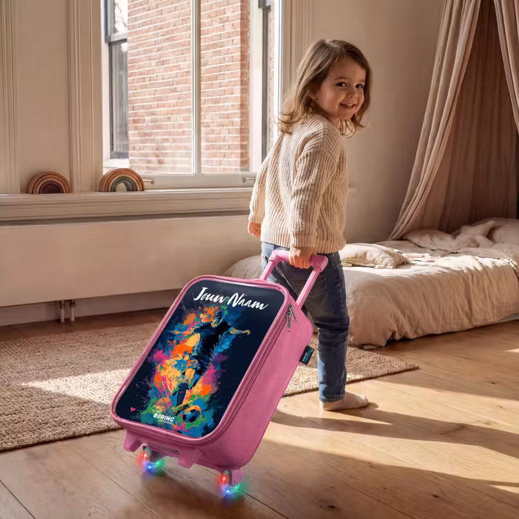Neon - Voetballer - Kleurrijk Kinderkoffer - Roze klein -sfeer1