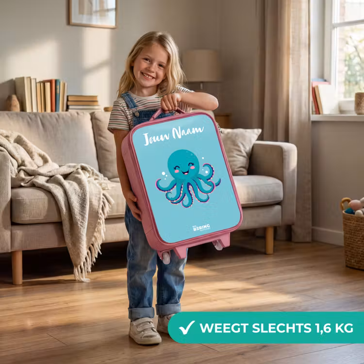 Octopus - Water - Blauw Kinderkoffer - Roze klein -sfeer2_NL