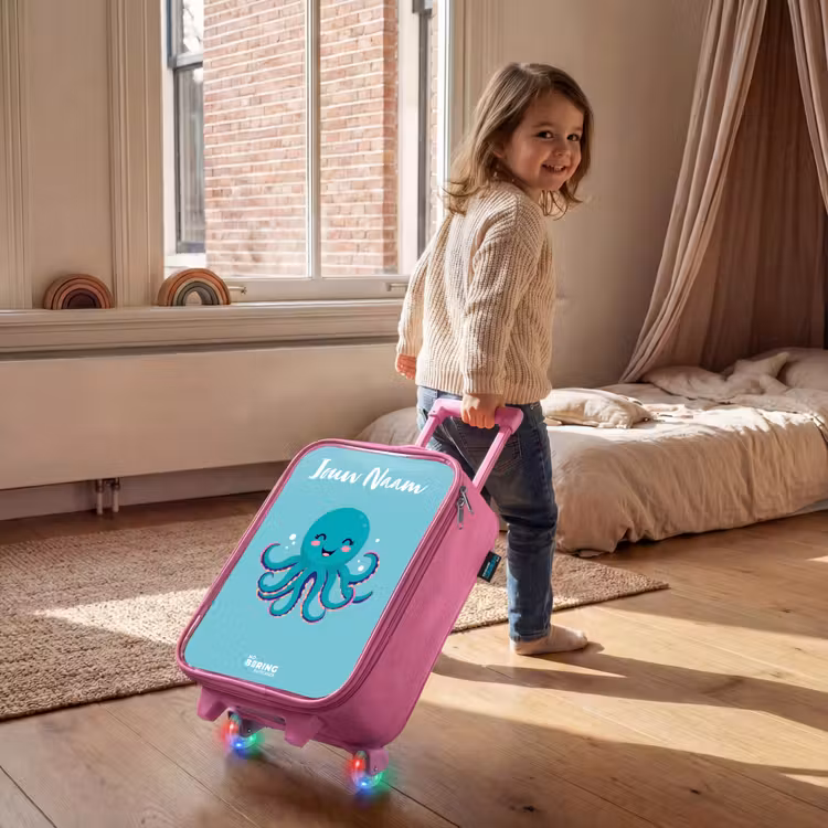 Octopus - Water - Blauw Kinderkoffer - Roze klein -sfeer1