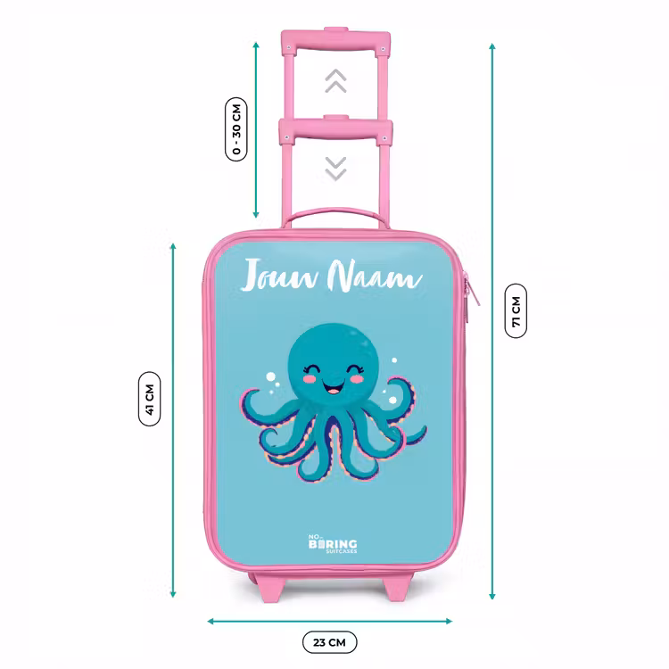 Octopus - Water - Blauw Kinderkoffer - Roze klein -productfoto_formaten