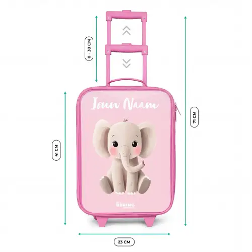 Olifant - Grijs - Baby - Slurf Kinderkoffer - Roze klein -productfoto_formaten