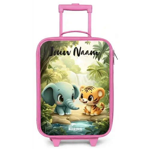 Olifant - Tijger - Bos - Jungle Kinderkoffer - Roze klein -zz3dotto