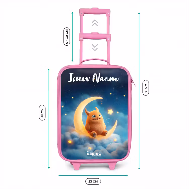 Oranje monster op maansikkel Kinderkoffer - Roze klein -productfoto_formaten