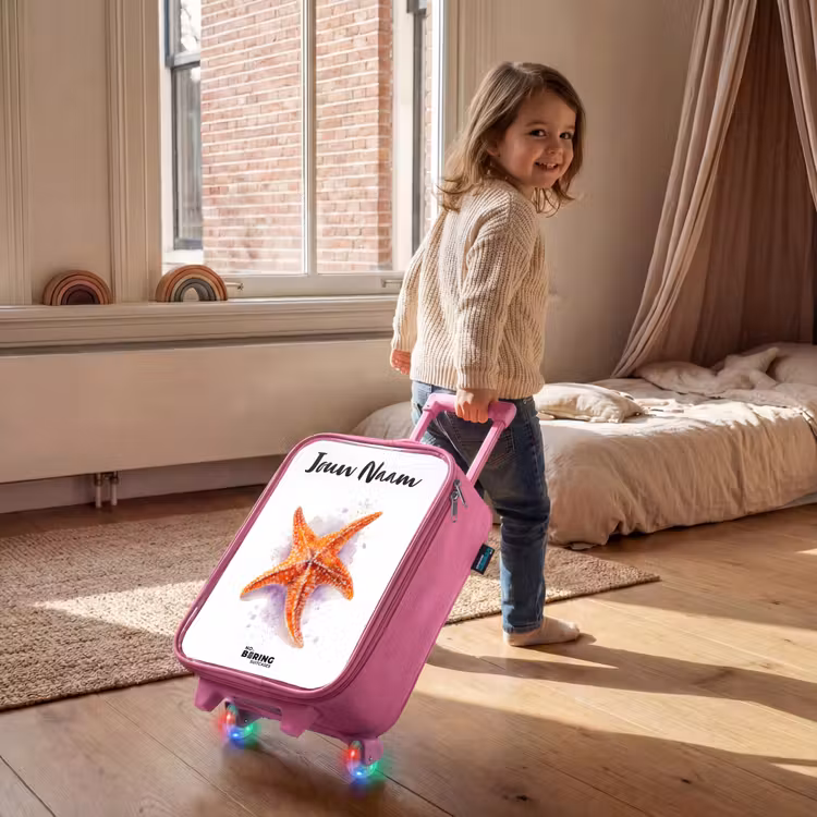 Oranje Zeester Illustratie Kinderkoffer - Roze klein -sfeer1