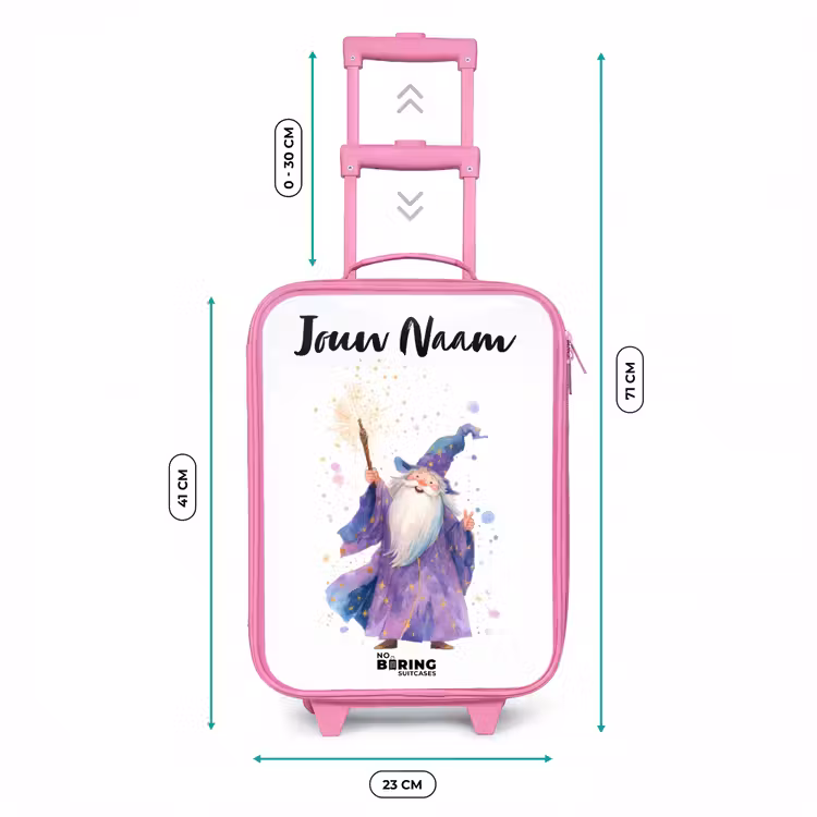 Oude tovenaar met staf Kinderkoffer - Roze klein -productfoto_formaten