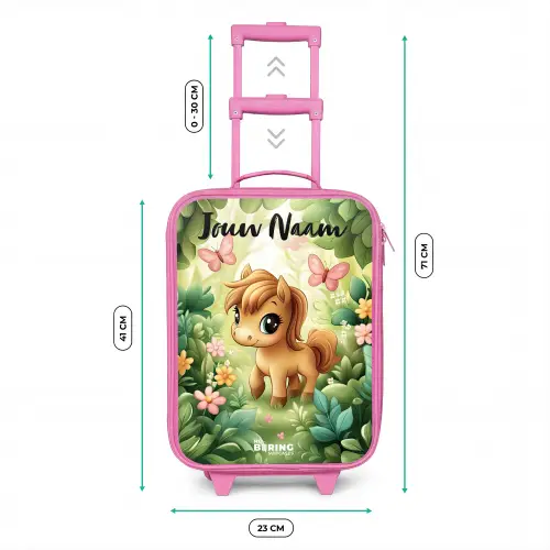 Paard - Bloemen - Vlinders Kinderkoffer - Roze klein -productfoto_formaten