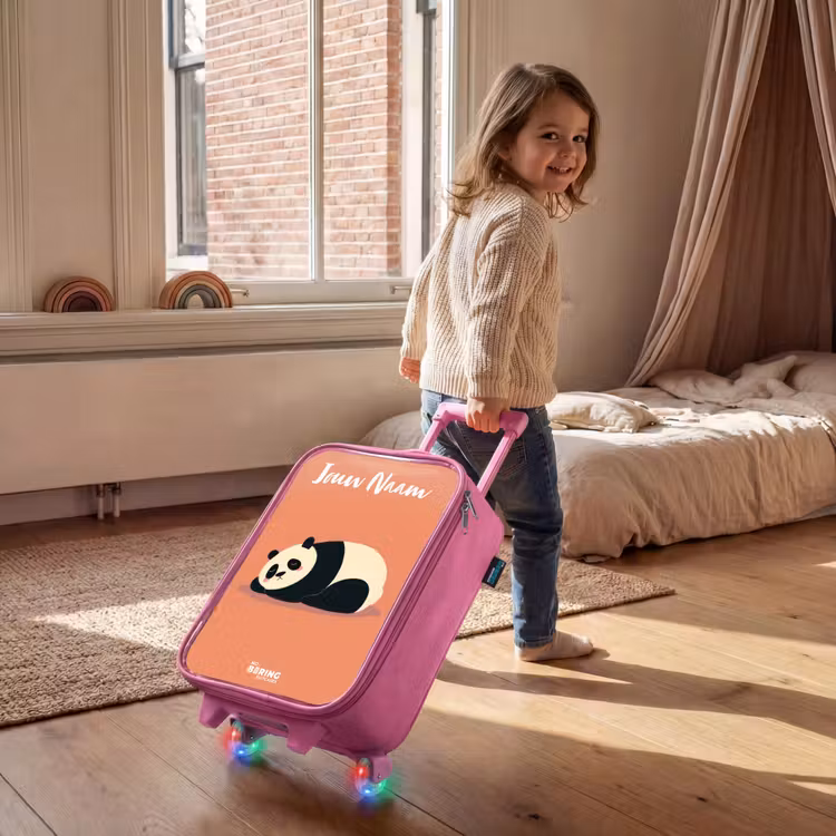 Panda - Slapen - Oranje Kinderkoffer - Roze klein -sfeer1