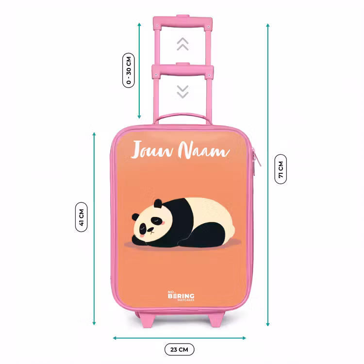 Panda - Slapen - Oranje Kinderkoffer - Roze klein -productfoto_formaten