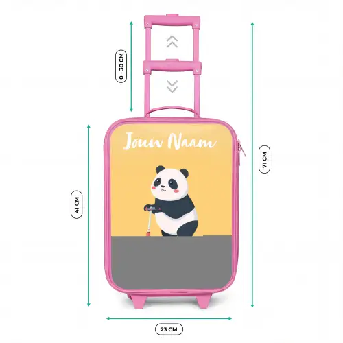 Panda - Step - Geel Kinderkoffer - Roze klein -productfoto_formaten