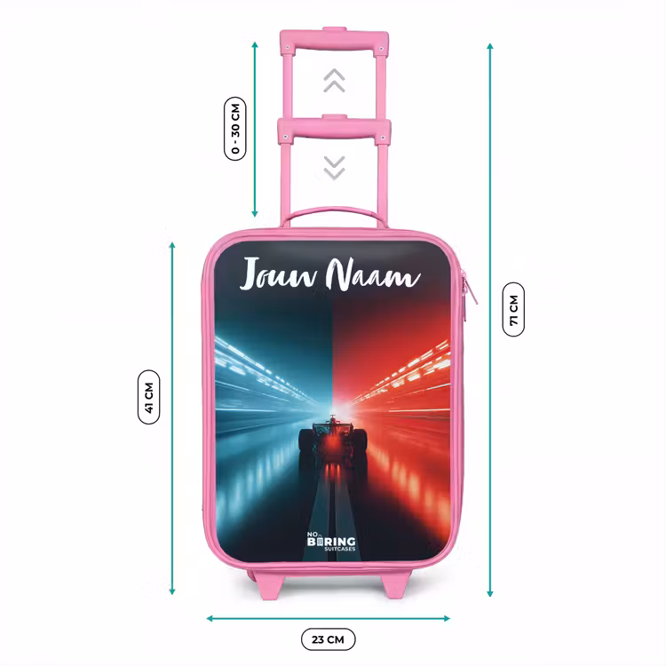 Raceauto - Verlichting - Neon - Rood Kinderkoffer - Roze klein -productfoto_formaten