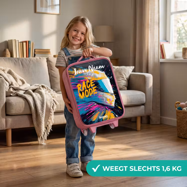 Racehelm - Abstract - Verf - Kleurrijk Kinderkoffer - Roze klein -sfeer2_NL
