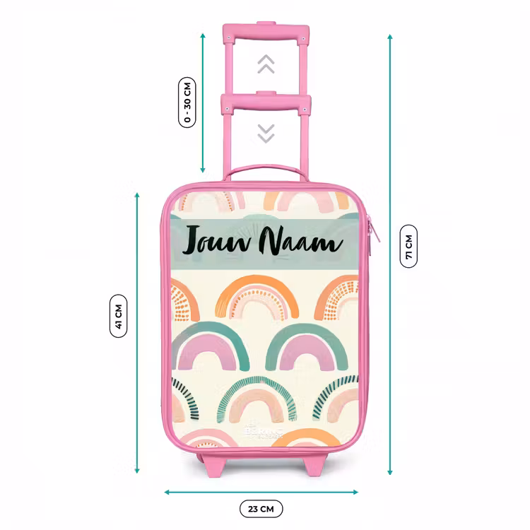 Regenboog - Pastel - Patroon Kinderkoffer - Roze klein -productfoto_formaten