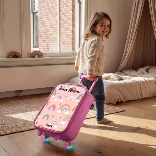 Regenboog - Patroon - Pastel Kinderkoffer - Roze klein -sfeer1