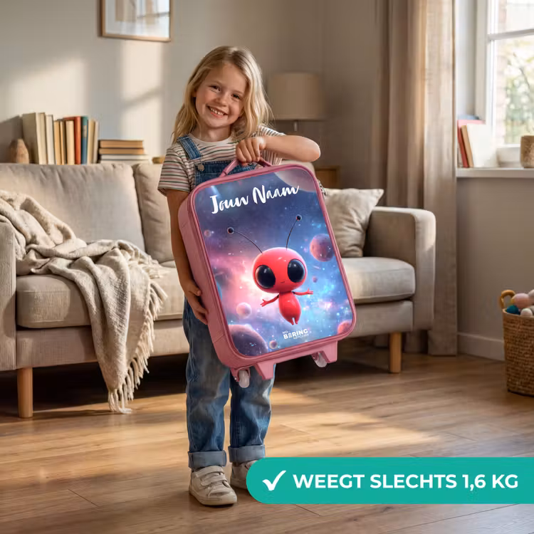 Rood Ruimtewezen in Kosmische Dans Kinderkoffer - Roze klein -sfeer2_NL