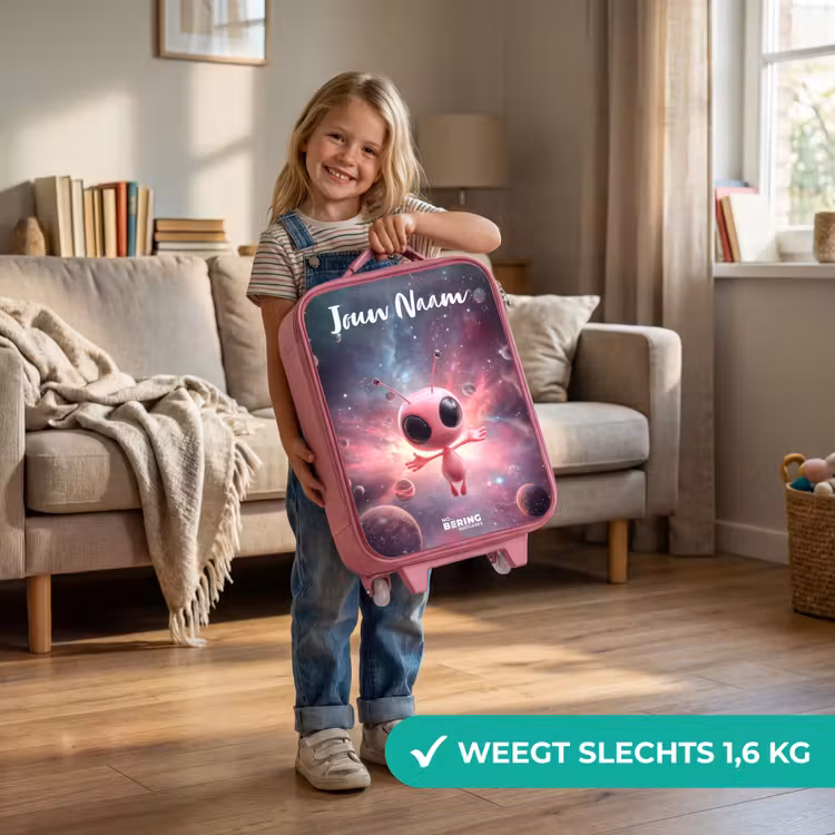 Roze Alien in Sterrennevel Kinderkoffer - Roze klein -sfeer2_NL